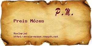 Preis Mózes névjegykártya